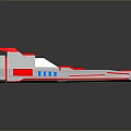 Futuristic Aerodynamic Model With White Body Red Blue Stripes And Sleek Design