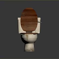 White Ceramic Toilet With Wooden Seat And Lid For Bathroom Fixture