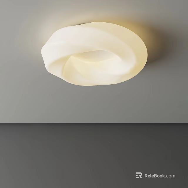Modern White Curved Ceiling Light With Soft Illumination And Elegant Design 3d model 