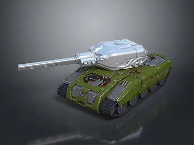 3D Rendered Military Tank Model With Green Hull Silver Turret Long Cannon And Tracked Design 3d model