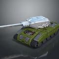 3D Rendered Military Tank Model With Green Hull Silver Turret Long Cannon And Tracked Design