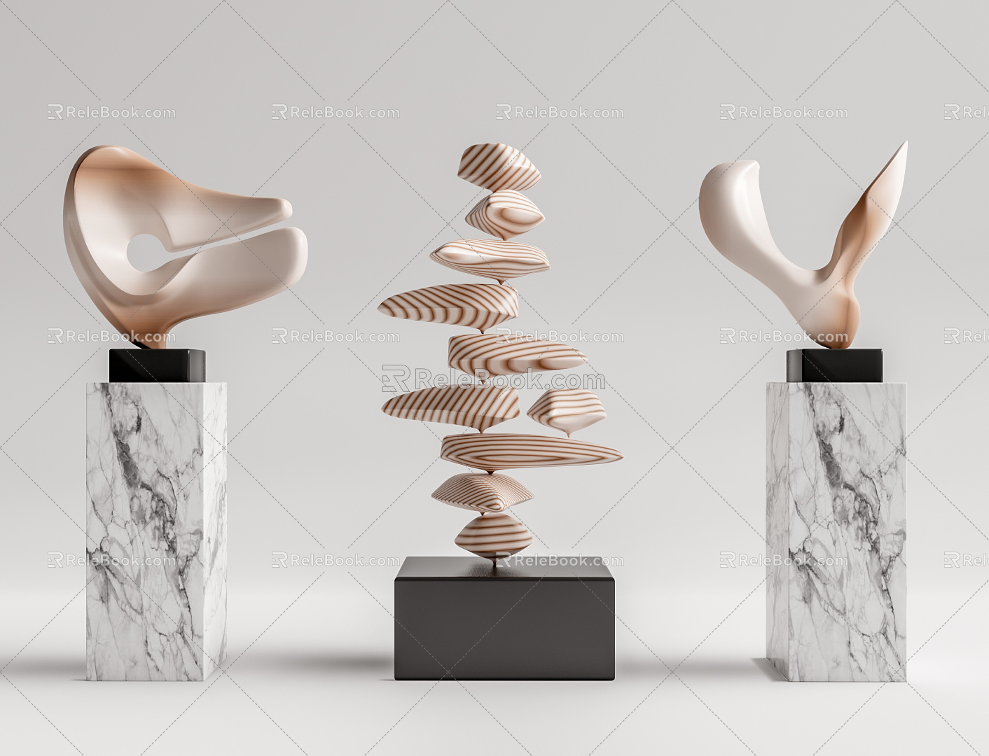 Modern Sculpture Abstract Sculpture Combination 3d model