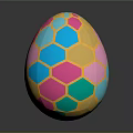 Colorful Egg Shaped Decorative Ornament Set With Hexagon Pattern And Gold Edges For Home Decor