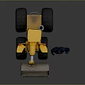 Yellow Construction Loader With Large Front Bucket Standing Next To Black Figure