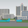 Comprehensive Architectural Complex Design With High Rise Buildings Linked Structures Green Spaces And Central Plaza