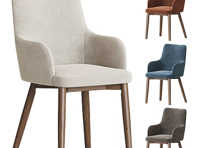 Modern Leisure Chairs With Multiple Colors And Comfortable Upholstered Design Wooden Legs 3d model