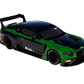 Green And Black High Performance Race Car With Mobil 1 Logo And Rear Wing
