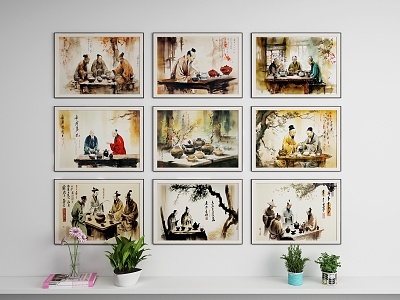 New Chinese Figure Painting Drawing Frame model