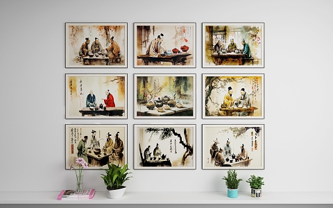 New Chinese Figure Painting Drawing Frame 3d model