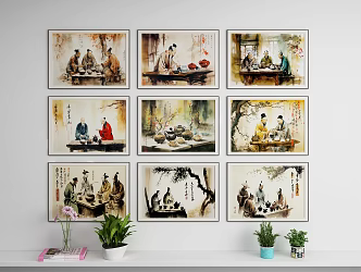 New Chinese Figure Painting Drawing Frame 3d model