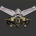 Golden Red Armored Mech Warrior With Winged Structure And Heroic Design