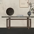 Natural Elegant Entryway Console Table With Wooden Frame Marble Top And Decorative Vase