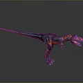 Colorful Blue Black And Orange Red Dinosaur Standing With Open Mouth On Reflective Ground
