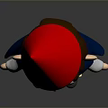 Cartoon Style Man Wearing Red Pointed Hat Blue Cape And Gray Pants
