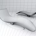 Black Chaise Lounge with Modern Sleek Curves and Round Base Design
