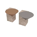Modern Minimalist Coffee Table with Round Top and Textured Concrete Base 3d model