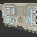 Modern Architectural Model With Glass Roofs Symmetrical Structure And Light Exterior Design