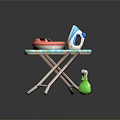 Useful Household Appliances Including Steam Iron Ironing Board Red Garment And Cleaning Spray