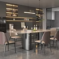 Modern Open Kitchen Interior With White Dining Table Brown Chairs And Cabinets