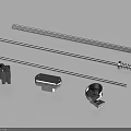 Assorted Industrial Mechanical Parts Featuring Metal Rods Black Plastic Components And Spring
