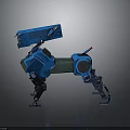 Blue Robotic Dog Character With Metallic Structure Standing Pose Reflective Material Mechanical Design 3d model
