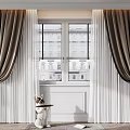 Elegant Curtains Design With White Sheer And Brown Thick Drapes For Window Interior