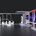 Exhibition Island Design With Modern Display Cabinets Screen And Appliances