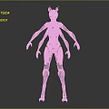 Game Movie Sci Fi Fantasy Character 3D Model With Cat Ears Multiple Arms Gray Body