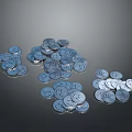 Scattered Shiny Metallic Coins As Daily Living Essentials With Various Sizes And Surface