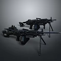 Advanced Modern Military Machine Guns With Bipod Stands And Tactical Accessories