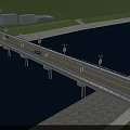 Modern Road Bridge With Street Lights Over Water And Concrete Piers