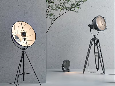 Modern Interior Lighting Combinations With Tripod Floor Lamps And Green Plants 3d model