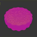 Orange Moon Cake With Intricate Surface Patterns And Decorative Edges 3d model