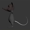 Gray Cartoon Mouse Standing With Open Arms Big Ears And Red Eyes 3d model