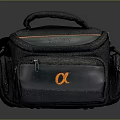 Black Sony Camera Bag With α Logo Hand Strap And Zipper Pockets 3d model