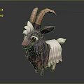 Cartoon Goat Character 3D Model With Pink Brown Horns And White Purple Fur