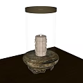 Elegant Candle Lamp With Transparent Glass Shade And Ornate Base Featuring White Candle