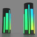 Modern Black Cylindrical Decorative Lamps With Colorful Vertical Light Strips And Green Blue Yellow Gradient