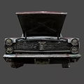Old Rusty Car With Open Hood Vintage Exterior And Worn Details