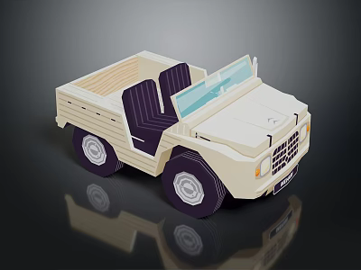 Light Colored Open Top Off Road Vehicle With Dark Seats And Purple Wheel Rims 3d model