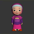 Children's Interactive Doll Toy With Pink Purple Outfit Headscarf And Red Shoes