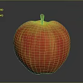 Fresh Ripe Red and Yellow Apple with Shiny Surface on Gray Background