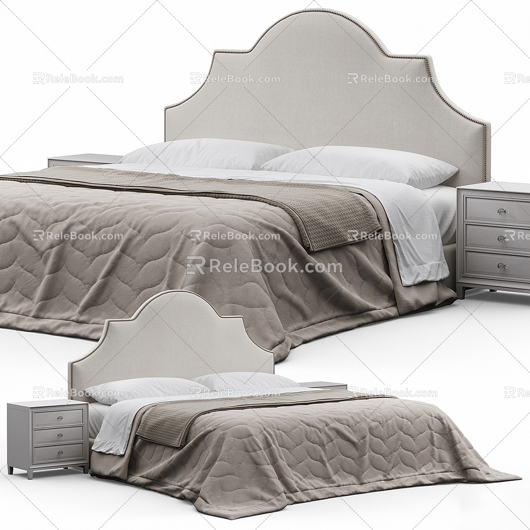 Double Bed Fabric Double Bed Sedgefield 3d model