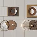 Modern Wall Decor With Circular And Square Metal Frames Textured Surfaces Geometric Shapes