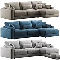 Modern Gray L Shaped Sofa With Multiple Plush Cushions And Chaise Design 3d model