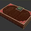 Carved Red Vintage Book Cover With Ornate Gold Decorative Edges And Lock