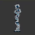 Game Movie Robot Character With White Blue Armor Mechanical Design And Glowing Accents