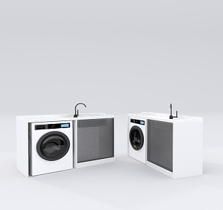 Modern Washing Machine Laundry Cabinet Washing Machine 3d model