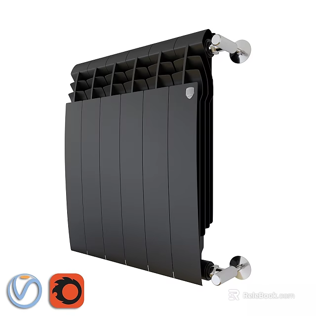 Black Modern Wall Mounted Radiator With Vertical Fins And Sleek Metal Design 3d model 