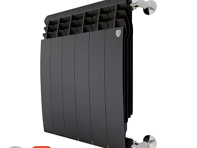 Black Modern Wall Mounted Radiator With Vertical Fins And Sleek Metal Design 3d model